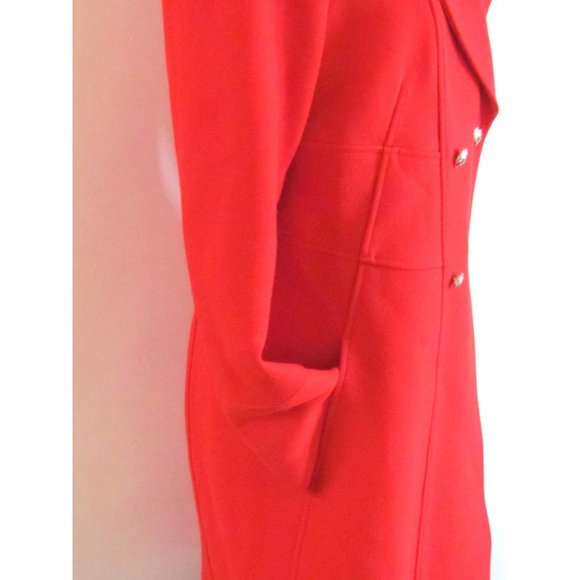 Diane Von Furstenberg Red Wool Double Breasted Notched Collar Coat Size 10.R - Picture 9 of 12